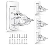 4 PCS Support Tringle Rideaux Sans Percage, Support Tringle Rideaux, Crochets Adhésifs Transparents Pour Fenêtre, Porte, Salle De Bain Et Cuisine, Fixation Murale Sans Perçage Pour Barre Légère