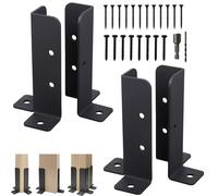 4 Pcs Supports Poteau Clôture Réglables, Kit Base Pergola Bois Robustes, Ancrage Poteaux Terrasse Revêtement Poudre Noire, Support Pied Métal pour 1,5x1,5, 2x2, 2x4, 4x4in Pergole Pilier,Boîte Lettre