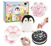 4 Pcs Taba Squishy Cat Paw Penguin Squishy Biscuit Jouet Anti-Stress Jouet De Simulation De Pincement De Biscuit Jouet De Simulation De Biscuit Jouet De Décompression Ultra Doux