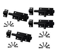 4 Pcs Targette en Acier Inoxydable, Verrou de Porte, Acier Inoxydable Loquet de Porte Coulissant, Loquet Porte Coulissante, Boulons de Verrouillage de Porte pour Portail de Jardin, Cabanon(Noir)