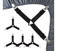 4 PCS Tendeur Drap Housse avec Clips en Métal, Attache Drap Housse Réglable, Tendeur Drap pour Draps, Sangles de Support de Drap de Lit pour Draps, Matelas, Ou Canapé