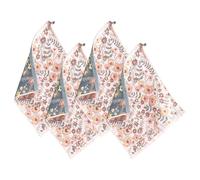 4 PCS torchons Cuisine Double Face en Coton torchons absorbants 42 x 38 cm essuie Vaisselle Coton à Floraux Motif Floral Double Face avec Motifs contrastés torchon Vaisselle reutilisable pour Cuisine