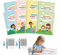4 Pcs Tracetrek Workbook Fast-Track Young Minds,Cahier d'écriture,Apprenons à tracer des lignes,des formes,des lettres et des chiffres,Cahier d'exercices de traçage pour les tout-petits (2 Set)