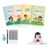 4 Pcs Tracetrek Workbook Fast-Track Young Minds,Cahier d'écriture,Apprenons à tracer des lignes,des formes,des lettres et des chiffres,Cahier d'exercices de traçage pour les tout-petits (1 Set)