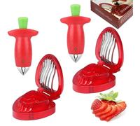 4 Pcs Trancheur de Fraises, Équeuteur de Fruits et Feuilles, Décortiqueur de Fraises, Évidoir à Légumes, Ustensile de Cuisine Pour Légumes, Ananas, Tomates, Coupe Fraises Pour Pâtisserie et Confitures