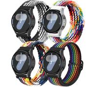 4 Pcs Tressés Bracelets pour Galaxy Watch 7/6/5/4/FE 6/4 Classic 5 Pro | Nylon Sport Band pour Samsung Galaxy Watch 7/6/5/4/FE 40/44mm/6 Classic 43/47mm/5 Pro 45mm/4 Classic 42/46mm Femme Homme