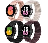 4 Pcs Tressés Bracelets pour Galaxy Watch 7/6/5/4/FE 6/4 Classic 5 Pro | Nylon Sport Band pour Samsung Galaxy Watch 7/6/5/4/FE 40/44mm/6 Classic 43/47mm/5 Pro 45mm/4 Classic 42/46mm Femme Homme