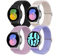 4 Pcs Tressés Bracelets pour Galaxy Watch 7/6/5/4/FE 6/4 Classic 5 Pro | Nylon Sport Band pour Samsung Galaxy Watch 7/6/5/4/FE 40/44mm/6 Classic 43/47mm/5 Pro 45mm/4 Classic 42/46mm Femme Homme