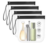 4 Pcs Trousse de Toilette Transparente Femme 20x20cm Transparente Voyage Kit de Voyage pour l'Avion Sacs d'avion Trousse Transparents Kit Voyage Avion Cabine Sac à Liquide Pochette Transparente Voyage
