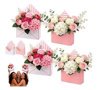 4 Pcs Valentine Envelope Boxes,Valentine Envelope Gift Box,Folding Flower Arrangement Boxes,Flower Bouquet Package Gift for Valentines Day, Wedding,Party,Birthday,Mother's Day (4Pcs Pink)
