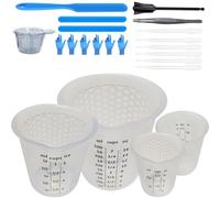 4 Pcs Verre Doseur Cuisine, Verre Doseur en Silicone en Forme de Nid d’Abeille, 120ml/250ml/500ml, Récipient Gradué pour Mélange de Résine Époxy, Compagnon Idéal pour Vos Créations DIY et Cuisine