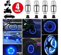 4 Pcs Wheel Decorative Light Alloy Silver-plated Dual Sensor Tire Valves for Motorcycle Car Bicycle Blue (Valves de pneu à double capteur pour moto, voiture et bicyclette)