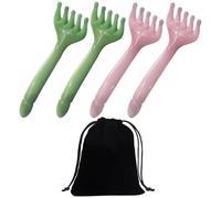 4 Peignes De Massage Et 1 Sac De Rangement, Outils De Massage Manuels, Masseur En Résine, Peuvent Être Utilisés Pour La Tête, Le Visage, Le Cou