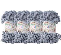 Alize Lot de 4 pelotes de laine 100 % micropolyester pour couverture de bébé - 400 g - Gris moyen