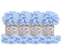 4 skn/ball Alize Puffy Baby Big Loop Couverture Laine 100% Micropolyester Fil doux 400 gr (183-Bleu clair)