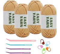 4 pelotes de 50 g fil à crocheter for débutants, facile, points faciles voir, mélange coton-nylon, idéal for la confection kits pour Tricoter à la Main(Color8)