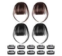 4 Perruques Air Bangs Et 10 Clips Bb, Ensemble De Coiffure, Cheveux Naturels Réalistes, Légers Et Incurvés, Adaptés À L'Habillage Quotidien Et À La Réimpression D'Urgence.