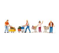 4 personnages + caddies - HO 1/87 - PREISER 10722