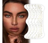 4 Pezzi Autocollants Taches de Rousseur Pailletées Visage, Faux Maquillage Éphémère Doré Imperméable, Longue Durée pour Femmes, Fêtes, Festivals