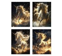 4 Pezzi Diamond Painting Animale Diamond Painting Bambina Cavallo Pittura Diamante Disegni con Perline da Attaccare, DIY 5D Mosaico Diamantini Crystal Art Quadri con Perline Decorazione 30x40cm z935f