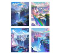 4 Pezzi Diamond Painting Arcobaleno Diamond Painting Bambina Montagna Pittura Diamante Disegni con Perline da Attaccare, DIY Mosaico Diamantini Crystal Art Quadri con Perline Decorazione 55x70cm z809f