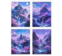 4 Pezzi Diamond Painting Cascata Pittura Bambini Montagna Diamantini Crystal Art Quadri con Perline, DIY 5D Full Drill Mosaico Making Crafts Diamonds Paint Painting Decorazione Regali 35x50cm z1112f