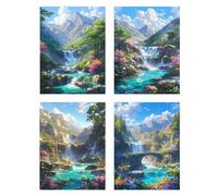4 Pezzi Diamond Painting Cascata Pittura Bambini Paesaggio Diamantini Crystal Art Quadri con Perline, DIY 5D Full Drill Diamonds Paint Ricamo a Punto Croce Painting Decorazione Regali 60x90cm z424f