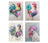 4 Pezzi Diamond Painting Colore Pittura Bambini Pollo Diamantini Crystal Art Quadri con Perline, DIY 5D Full Drill Mosaico Making Crafts Paint Ricamo a Punto Croce Painting Decorazione 60x90cm z350f