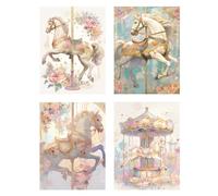 4 Pezzi Diamond Painting Fiore Diamond Painting Bambina Cavallo Pittura Diamante Disegni con Perline da Attaccare, DIY 5D Mosaico Diamantini Crystal Art Quadri con Perline Decorazione 30x40cm z841f