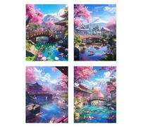 4 Pezzi Diamond Painting Fiore Diamond Painting Bambina Ponte Pittura Diamante Disegni con Perline da Attaccare, DIY 5D Mosaico Diamantini Crystal Art Quadri con Perline Decorazione 25x40cm z729f