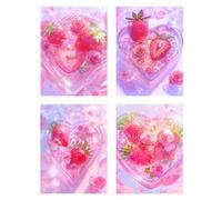 4 Pezzi Diamond Painting Il Cuore Diamond Painting Bambina Frutta Pittura Diamante Disegni con Perline da Attaccare, DIY 5D Mosaico Diamantini Crystal Art Quadri con Perline Decorazione 45x60cm z337f