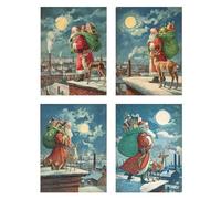 4 Pezzi Diamond Painting Natale Diamond Painting Bambina Luna Pittura Diamante Disegni con Perline da Attaccare, DIY 5D Mosaico Diamantini Crystal Art Quadri con Perline Decorazione 35x50cm z559f