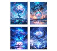 4 Pezzi Diamond Painting Paesaggio Diamond Painting Bambina Loto Pittura Diamante Disegni con Perline da Attaccare, DIY 5D Mosaico Diamantini Crystal Art Quadri con Perline Decorazione 75x90cm z621f