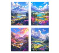 4 Pezzi Diamond Painting Paesaggio Pittura Bambini Montagna Diamantini Crystal Art Quadri con Perline, DIY 5D Full Drill Diamonds Paint Ricamo a Punto Croce Painting Decorazione Regali 55x70cm z968f
