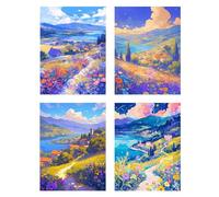 4 Pezzi Diamond Painting Paesaggio Pittura Bambini Montagna Diamantini Crystal Art Quadri con Perline, DIY 5D Full Drill Mosaico Making Crafts Diamonds Paint Painting Decorazione Regali 40x55cm z1082f