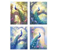4 Pezzi Diamond Painting Pavone Diamond Painting Bambina Edificio Pittura Diamante Disegni con Perline da Attaccare, DIY 5D Mosaico Diamantini Crystal Art Quadri con Perline Decorazione 25x40cm z749f