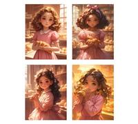 4 Pezzi Diamond Painting Tramonto Diamond Painting Bambina Pane Pittura Diamante Disegni con Perline da Attaccare,DIY 5D Diamantini Crystal Art Quadri con Perline Decorazione Della Casa 65x80cm z1123f