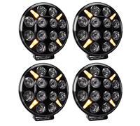 4 Phares Auxiliaires LED Longue Portée Spot Blanc + Feu de Position Orange/Blanc 12V - 24V 120W Homologué E9 Phares de Travail pour Camions Poids lourds Voitures Tout-terrain 4X4 Bateaux Agricoles