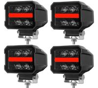 4 Phares de Travail Auxiliare LED 12V 24V 25W 2200lm Projecteur Longue Portée + Feu de Position Rouge Orange Clignotant Feu Recul Homologation ECE E9 R112, R10 Feu de Route Camion Poids Lourds VTT 4x4