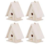 4 pi¨¨ces Mini suspension en bois Nids de maison d'oiseau Cage Ornement Artisanat pour d¨¦cor de cour de jardin,Maisons d'oiseaux pour l'ext¨¦rieur, kits de maison d'oiseau pour adultes kit maisons