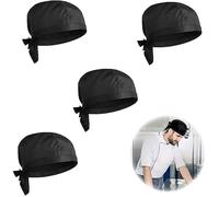 4 Pices Bandana Chef Ajustable Chapeau Toque de Chef Cuisinier Noir Unisex Calot de Cuisine Cuisine Toque de Cuisinier Multic TOQUE