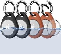4 Piece Airtag Keyring For Apple Airtag 2021,Tpu Airtag And Anti-Loss/Anti-Fall Case With Front Cover 360° Airtag Key Ring,Airtag Backpack And Animals Case-Black + Brown