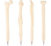 4 Piece Bone Shape Ballpoint Pens, Black Ink Ballpoint Pen, Finger Skull Bone Ballpoint Pen, Stationery Gift, Student Gift, For School Office Stationery