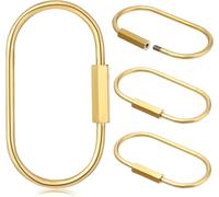 4 Piece Brass Screw Key Rings,Durable Brass Screw Lock Key Rings,Universal Brass Key Rings With Screws For Mountain/Key/Camping Bag (Track Shape),Gold