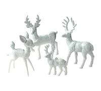 4-Piece Christmas Reindeer Ornament Set - Standing Deer Figurine Decor | ABS Material Featuring Four Assorted Sizes for Festive Winter Fireplace Dining Table and Christmas Tree Desktop Display