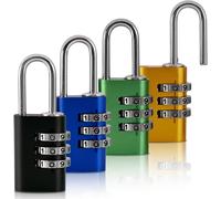 4 Piece Code Padlock,Aluminium 3 Digit Code Padlock,Small Locker,Waterproof Outdoor Padlock For Gym,School,Garden,Suitcase