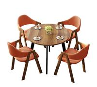 4-Piece Dining Set Modern 1-Table-4-Chairs Furniture Rectangular Compact Round Table & Chairs for Cafe/Office/Home(F)