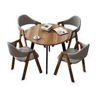 4-Piece Dining Set Modern 1-Table-4-Chairs Furniture Rectangular Compact Round Table & Chairs for Cafe/Office/Home(D)