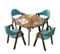 4-Piece Dining Set Modern 1-Table-4-Chairs Furniture Rectangular Compact Round Table & Chairs for Cafe/Office/Home(E)