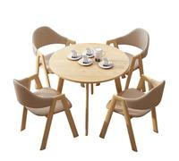 4-Piece Dining Set Modern 1-Table-4-Chairs Furniture Rectangular Compact Round Table & Chairs for Cafe/Office/Home(B)